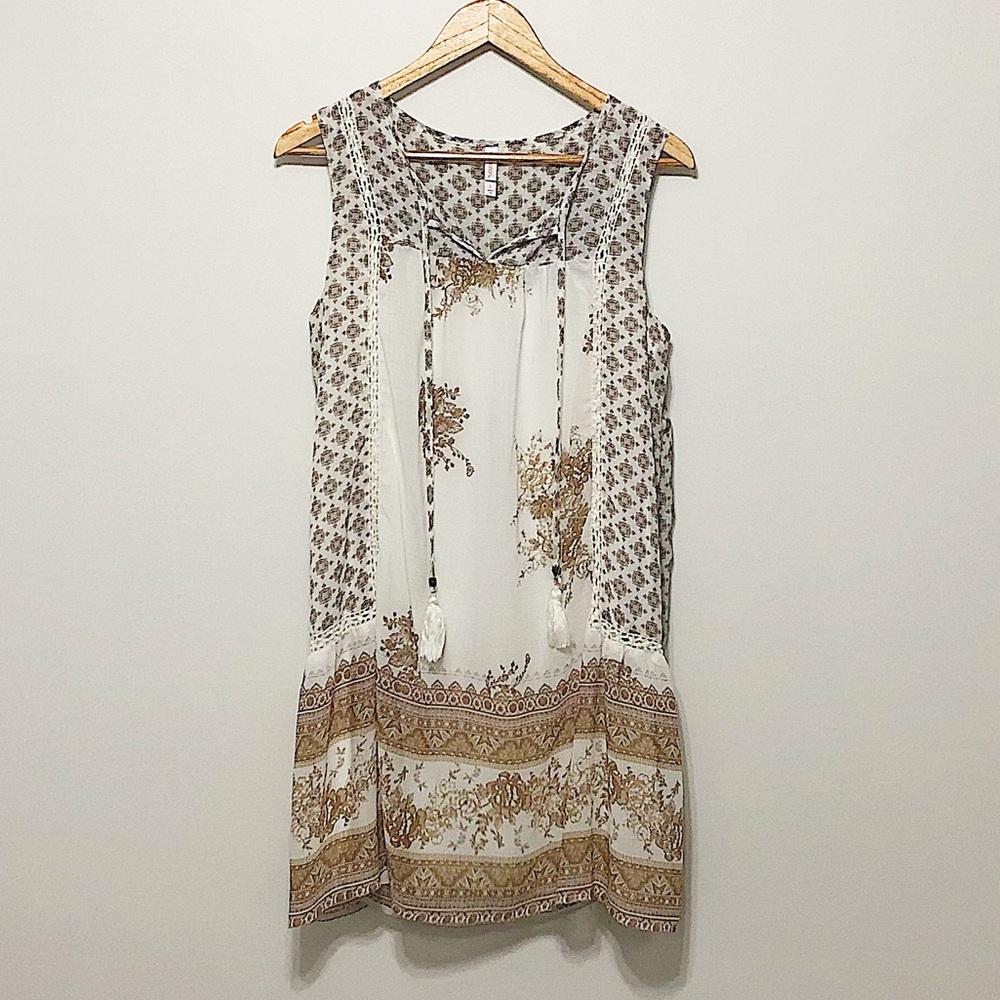 Xhilaration Dress Mini Dress - Large White Tan